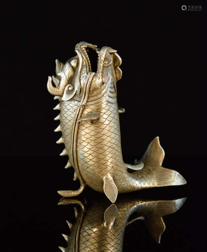 Japanese Silvered Bronze Fish Form Vase