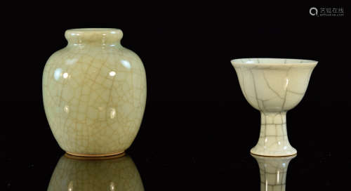 Two Chinese Crackle Glazed Porcelain
