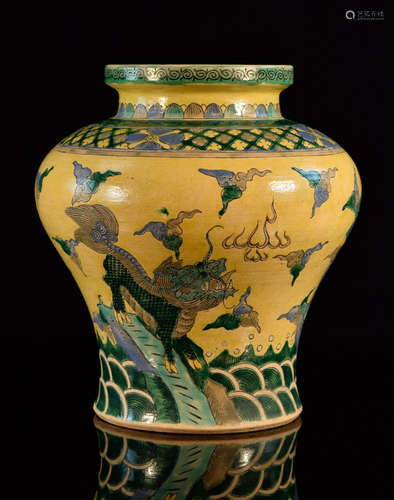 Chinese Porcelain Vase with Bird Scene