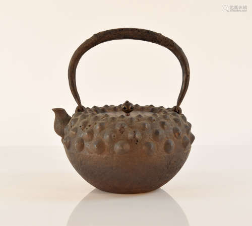 Japanese Iron Teapot with Hobnail Pattern