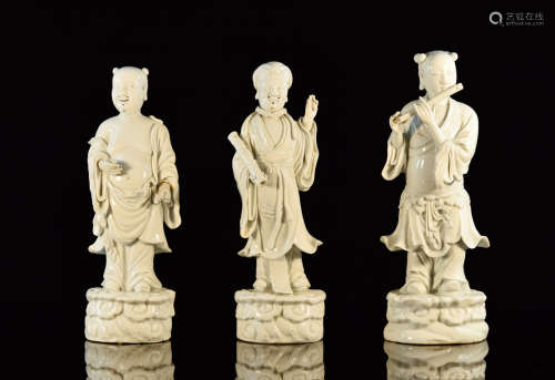 Three Chinese Blanc de Chine Dehua Porcelain Immortals