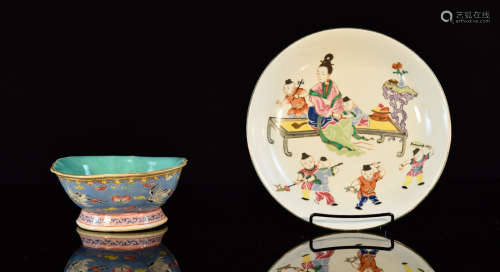Two Chinese Porcelain Articles - Figural Scene