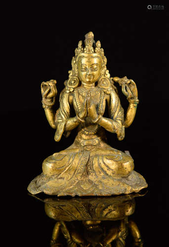 Chinese Gilt Bronze Seated Tara Buddha