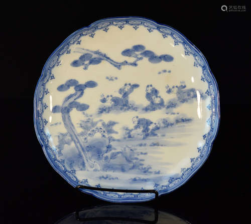 Japanese Hirado Porcelain Dish with Boy Scene