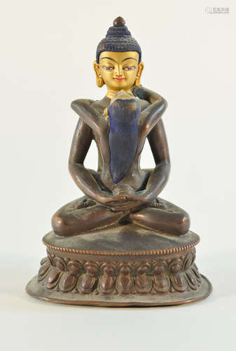 Nepal Seated Bronze Double Figurine