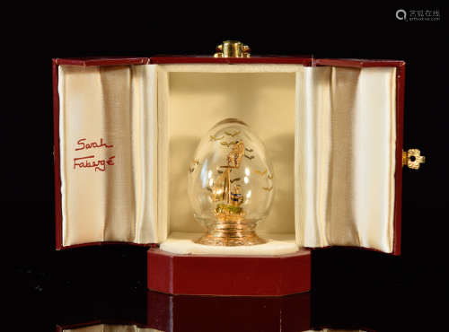Sarah Faberge Crystal Egg with Ornament Inside