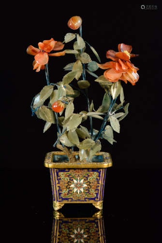 Chinese Cloisonné Planter with Flower