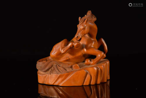 Chinese Boxwood Carving of a Horse