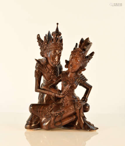 Southeast Asia Rosewood carving of Two Dancer