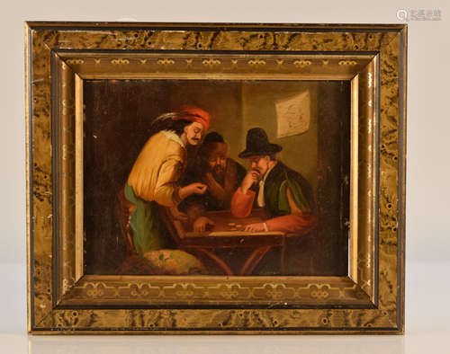 Continental Oil Painting on Copper - Interior Scene