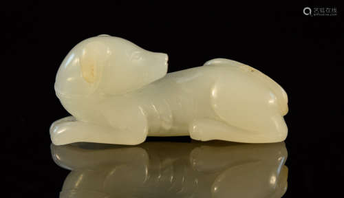 Chinese 18th cen Carved Jade Dog