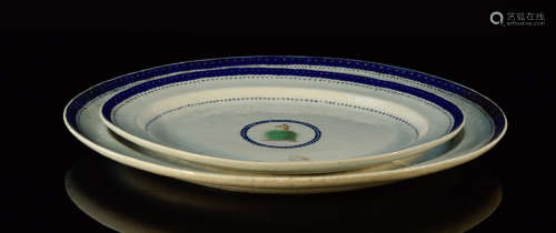 Two Chinese Export Porcelain Oval Platter - Armorial