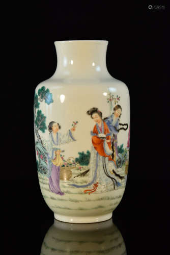 Chinese Famille Rose Porcelain Vase with Figural Scene