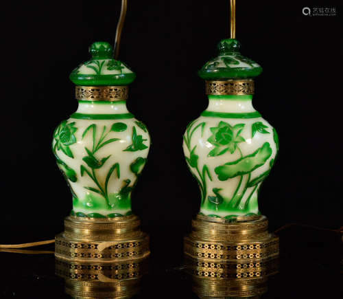 Chinese Peking Glass Vases