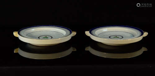 Pair Chinese Export Porcelain Warmer Dish - Armoiral