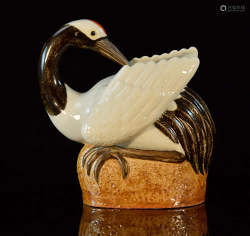 Chinese Export Porcelain Model of Crane - Signed