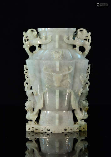 Chinese Jadeite Vase of Archaic Form