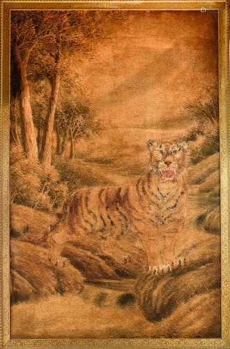 Japanese Embroidery of Tiger Scene