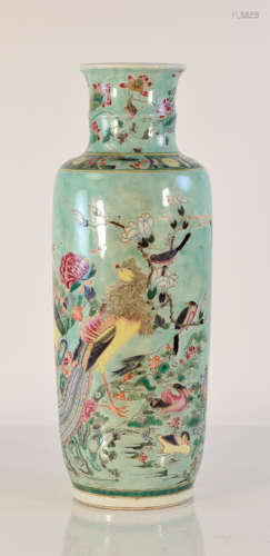 Chinese Porcelain Vase with Floral Bird Scene