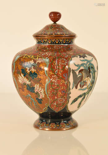 Japanese Cloisonné Koro with Goldstone