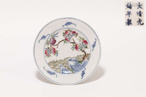 19th Chinese Antique Rose Famille Porcelain Dish清光緒 粉彩福壽盤