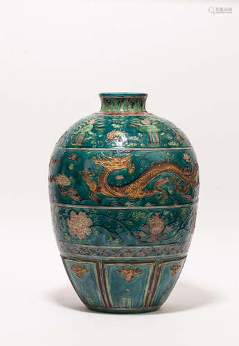 Chinese Antique Polychrome Enamel Porcelain Jar琺鏵大瓶