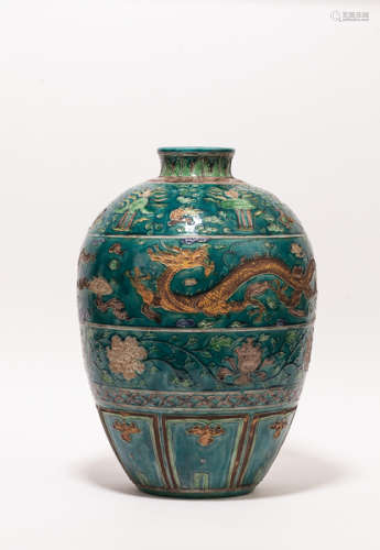 Chinese Antique Polychrome Enamel Porcelain Jar琺鏵大瓶