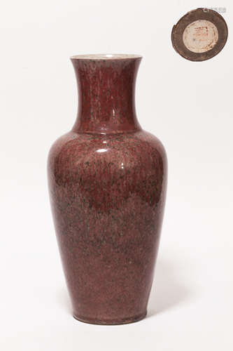 Late 19th Chinese Antique Red Glazed Porcelain Vase晚清 豇豆紅瓶