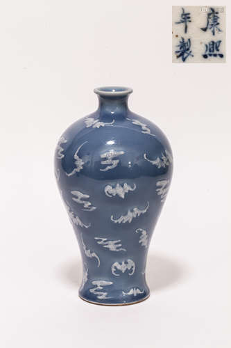 19th Chinese Antique Lavender-Glazed Porcelain Vase清 天藍釉梅瓶