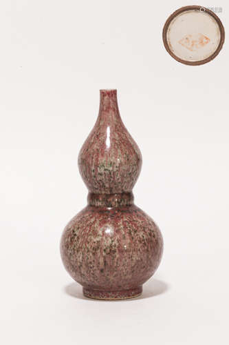 Late 19th Chinese Antique Red Glazed Gourd Shape Porcelain Vase晚清民國 豇豆紅葫蘆瓶