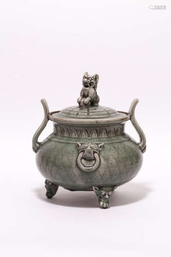 Chinese Antique Ming Dynasty Longquan Ware Tripod Censer明龍泉窯 三足大香爐