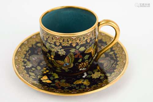 Namikawa cloisonné cup and saucer. Japan. Meiji period.