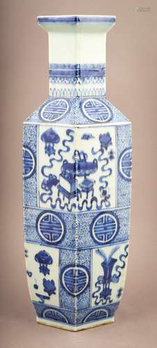 Porcelain vase. China. 20th century. Hexagonal form.