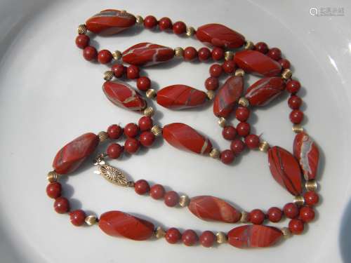 Antique Chinese Red Stone Necklace