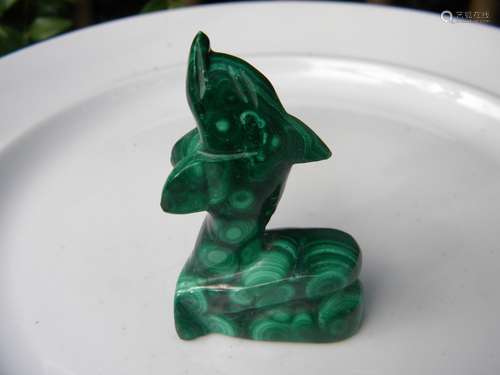 Antique Malachite Carved Dolphin Statue