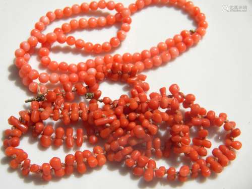 Two Natural Coral Necklaces