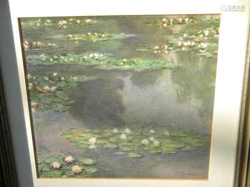 Antique Water Lily Painting Signed