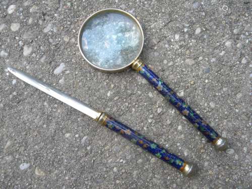 Pair of Vintage Chinese Magnifier and Letter Opener