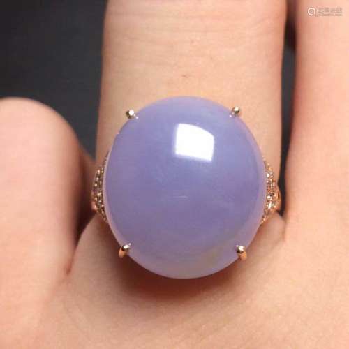 18K Gold Purple Jadeite Ring