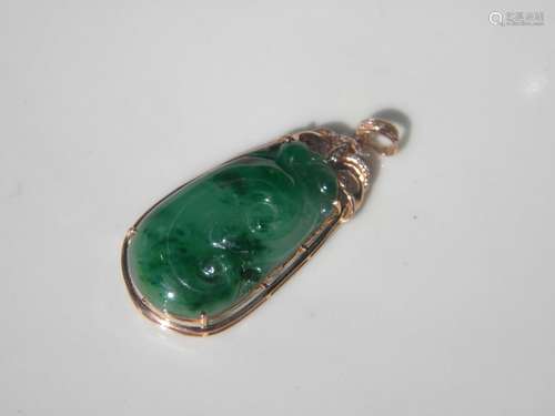 18K gold Diamond Green Jadeite Ruyi Pendant