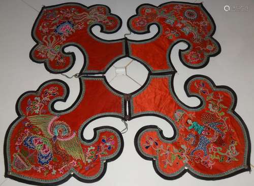 Antique Qing 19th Chinese Embroidered Silk Robe collar