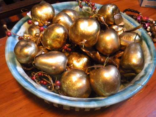 A Bowl of Gold Gilted Fruits