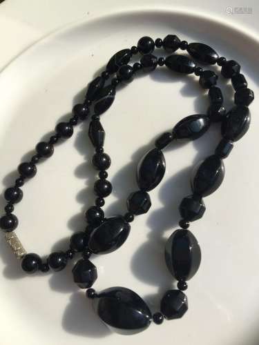 Vintage Chinese Black Onyx Necklace