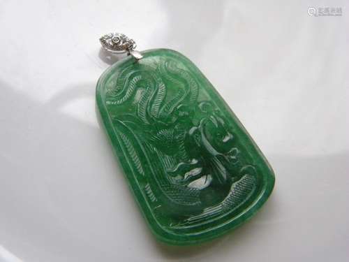 Natural Grade A Green Jadeite Pheonix Pendant