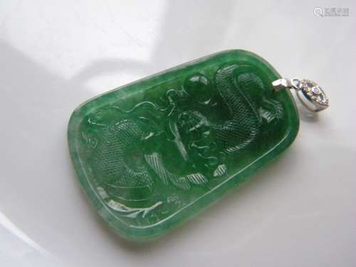 Natural Grade A Green Jadeite Dragon Pendant