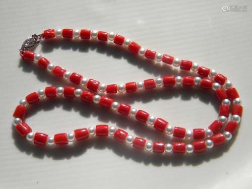 14K Gold Clasp Aka Red Coral Necklace