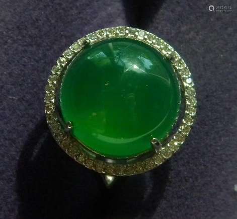 Natural Green Round Stone Ring