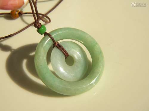 Vintage Chinese Green Natural Jadeite Pendant