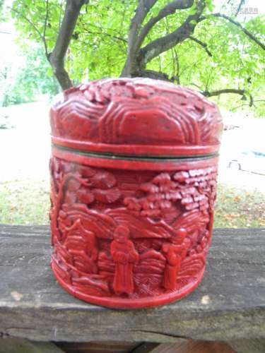 Antique Chinese Red Lacquer Box