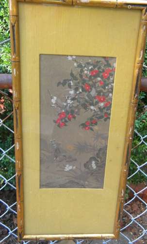 Antique Chinese Bird Painting Framed